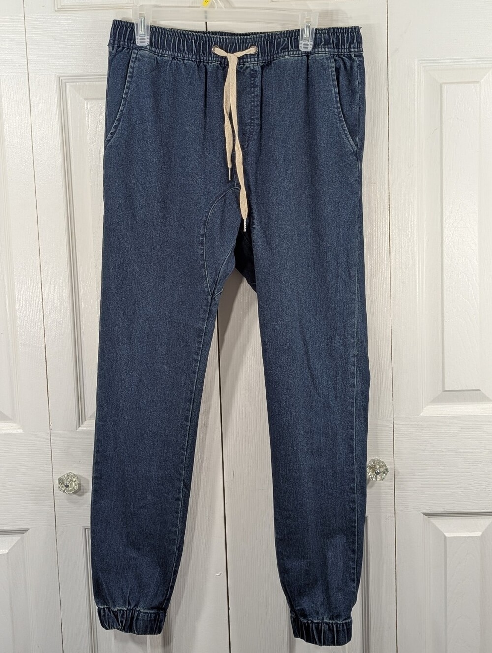 Lira Clothing: "CRTV SCTY" Drawstring Denim Joggers - Size 32